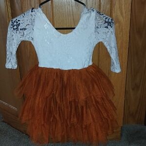 Orange and White Kids Costume Dress